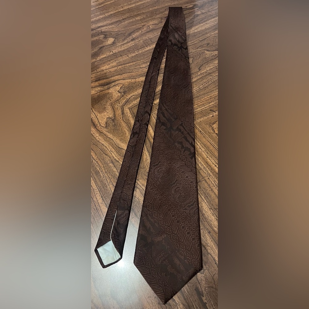 Brown Tie With Raised Pattern